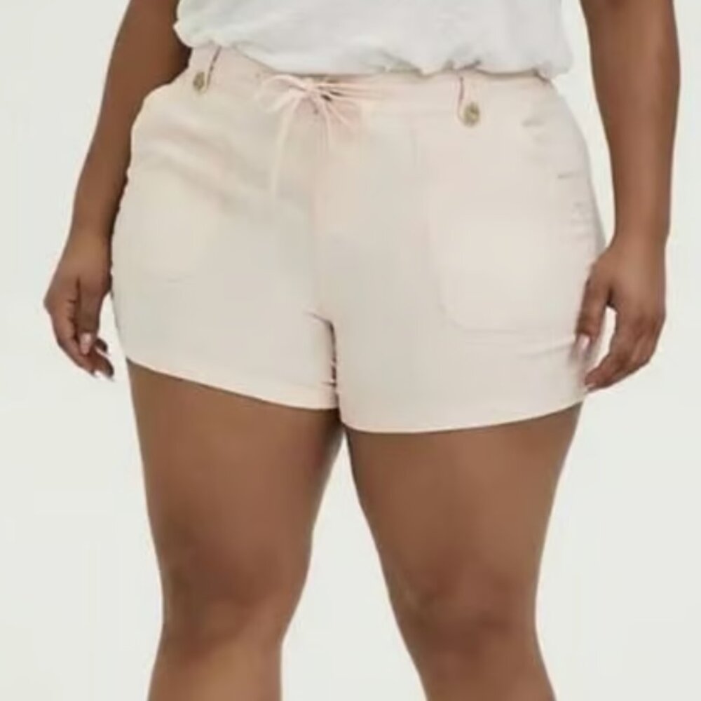 Torrid Pink Linen Pull On Short Size 18 Drawstring Pockets